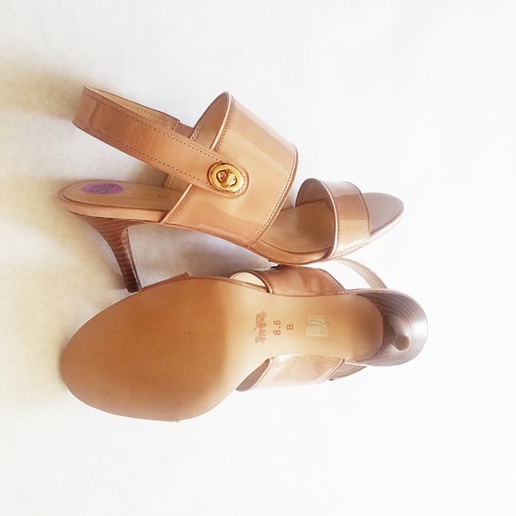 Coach Marla Patent Slingback Heels Nude Size 8.5B - Picture 5 of 6